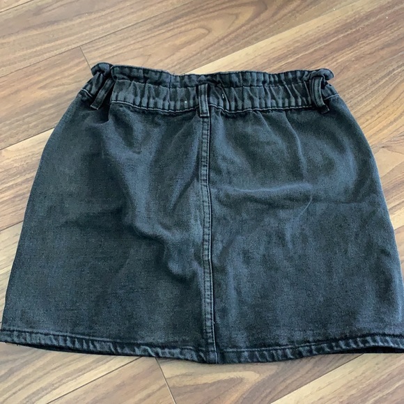 NWT - Black Acid Wash Denim Paperbag Waist Skirt - Picture 4 of 5